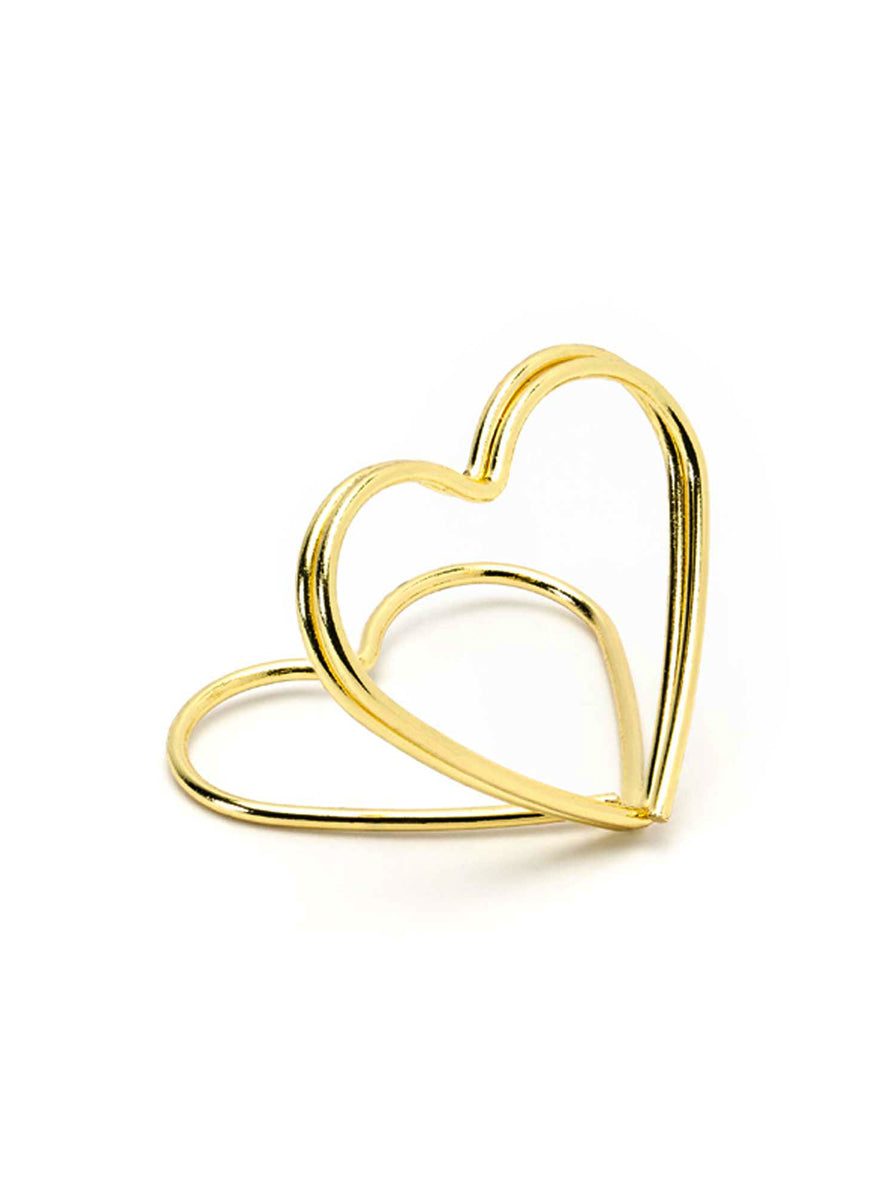 Classic Wedding 10 Pack Gold Heart Place Card Holders — Alternative Image