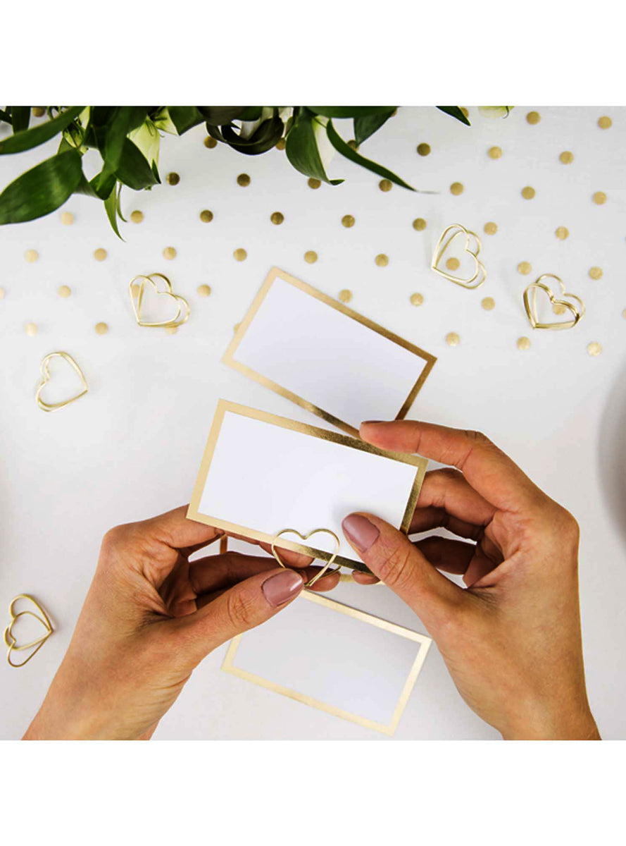 Classic Wedding 10 Pack Gold Heart Place Card Holders — Lifestyle Image 2