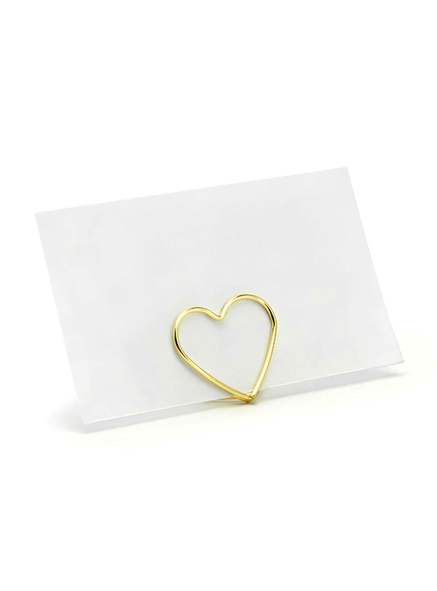 Classic Wedding 10 Pack Gold Heart Place Card Holders — Main Image