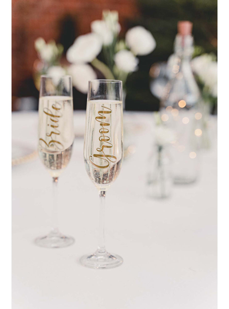 Classic Wedding Bride and Groom Gold Glass Stickers - Lifestyle Image 1