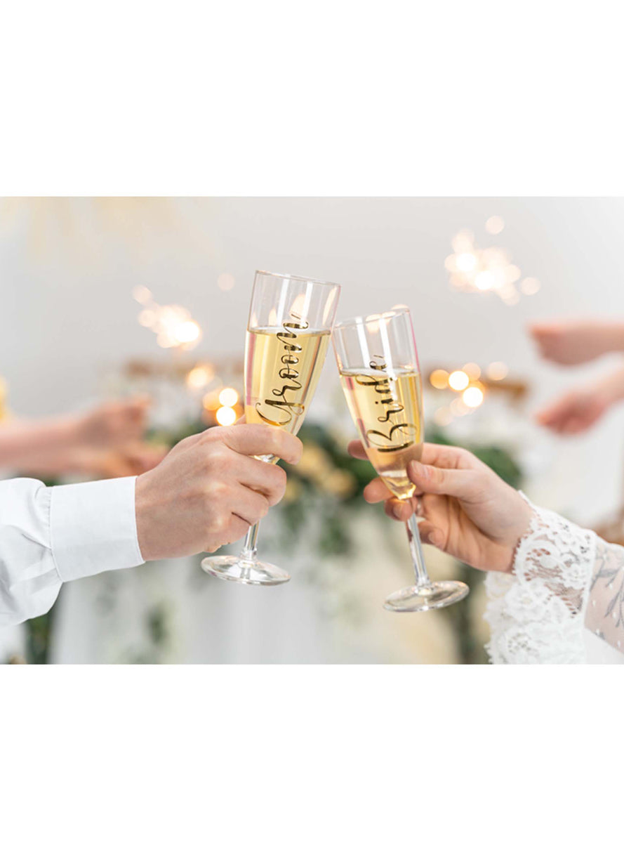 Classic Wedding Bride and Groom Gold Glass Stickers - Lifestyle Image 3