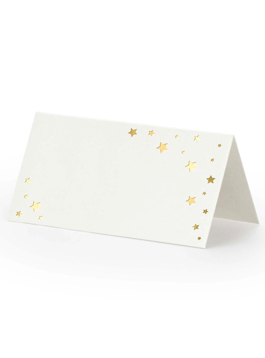Classic White 10 Pack Place Cards with Gold Stars - Main Image