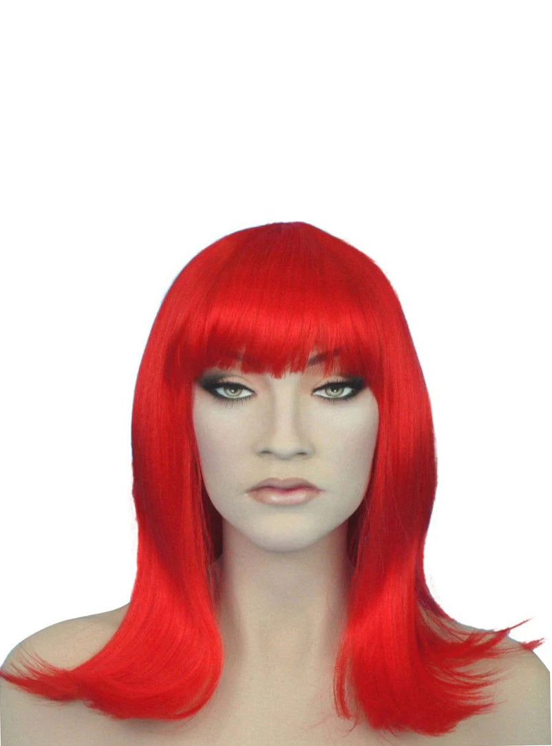 Womens Red Shoulder Length Cleo Costume Wig With Fringe