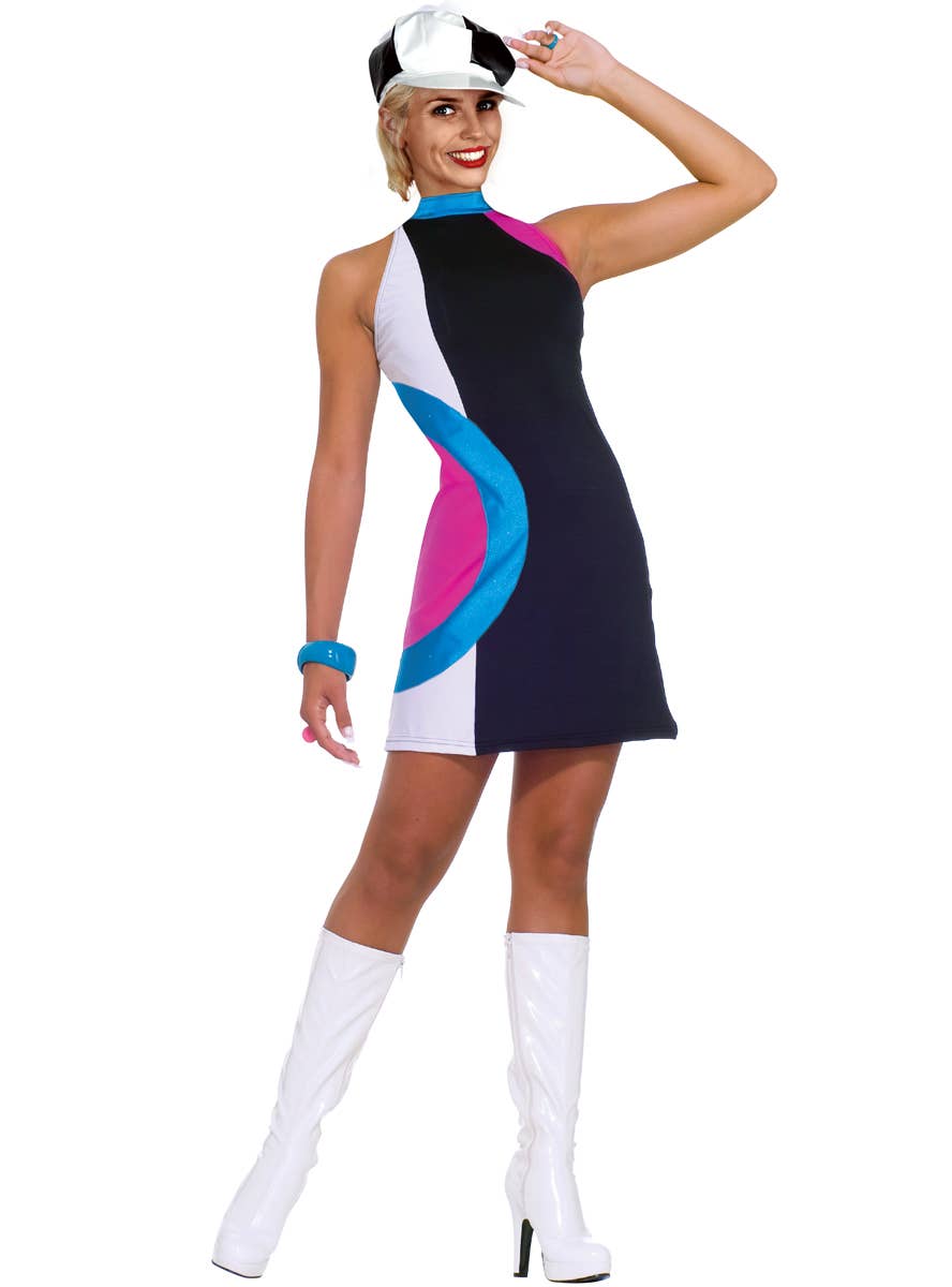 Womens 70s Disco Go Go Dancer Block Colour Costume