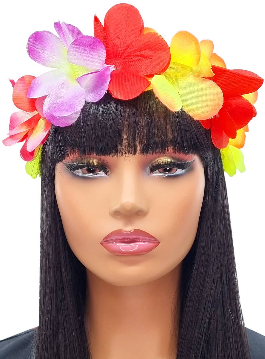 Image of Colourful Hawaiian Flower Head and Wrist Band Set - Headband Image