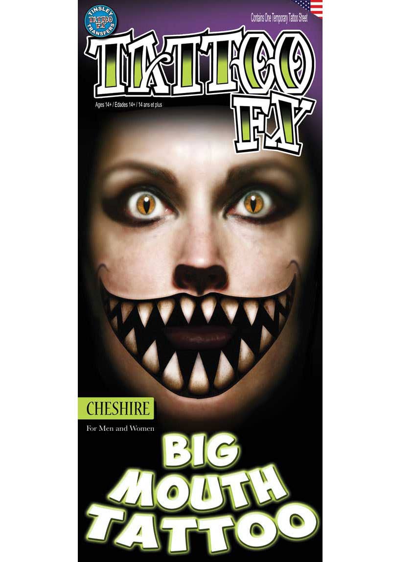 Big Cheshire Mouth Temporary Halloween Tattoo Main Image