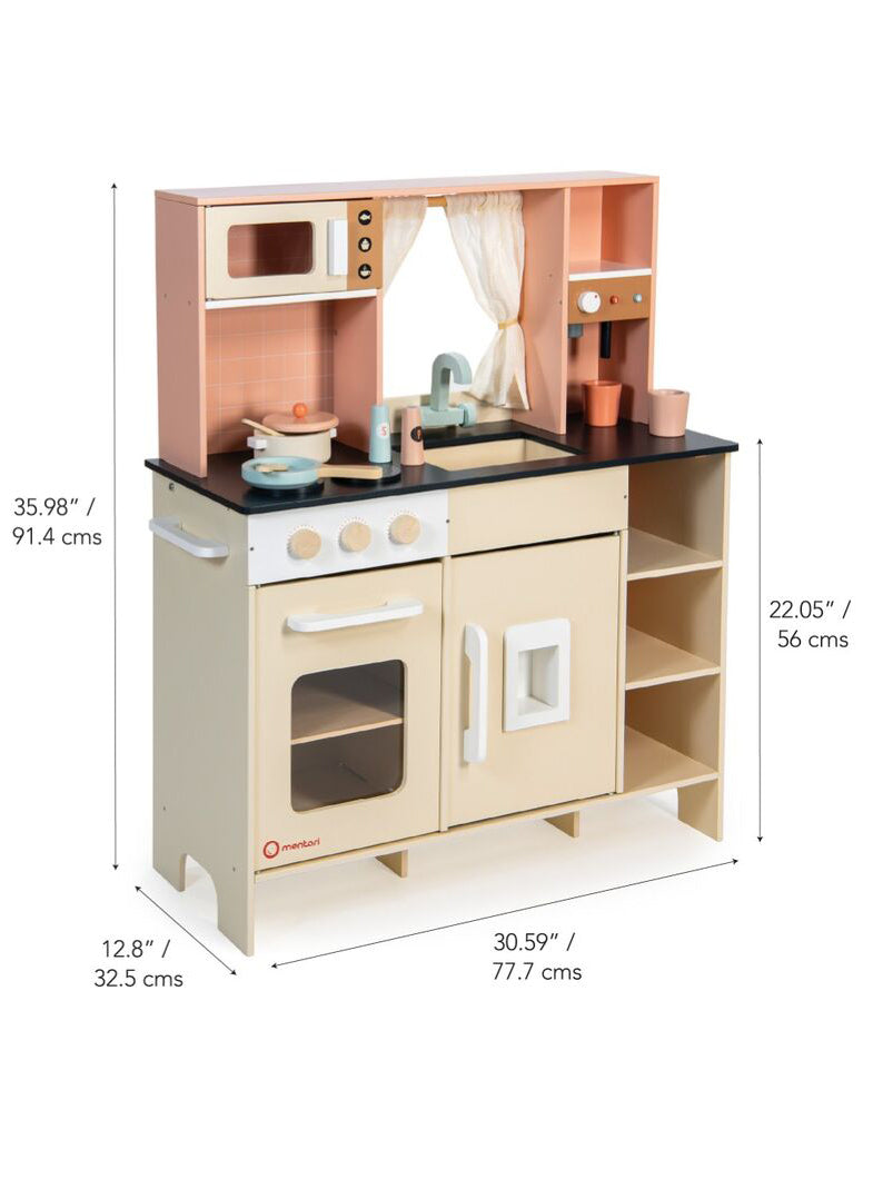 Cream Play Kitchen Childrens Wooden Kitchen Set - Dimensions Image