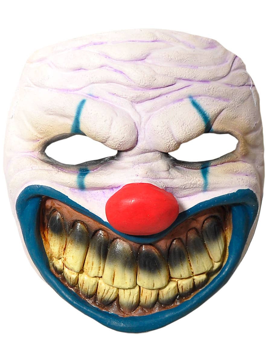 Image of Creepy Grinning Clown Rubber Latex Halloween Mask