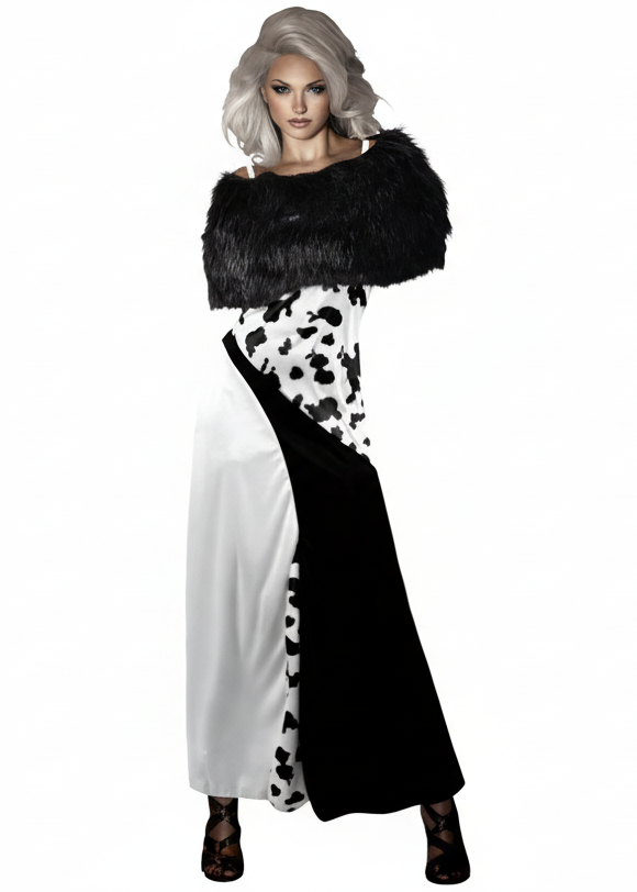 Cruel Villainess Plus Size Womens Dalmatian Print Costume - Alternative Image