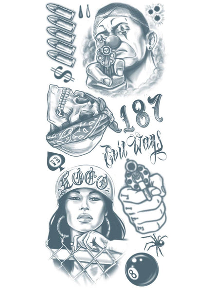 Tinsley Transfers Prison Thug Temporary Tattoo Sheet - Alternative Image