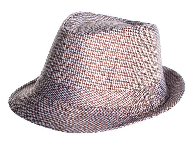 Deluxe Brown Houndstooth Fedora Costume Hat - Alternative View
