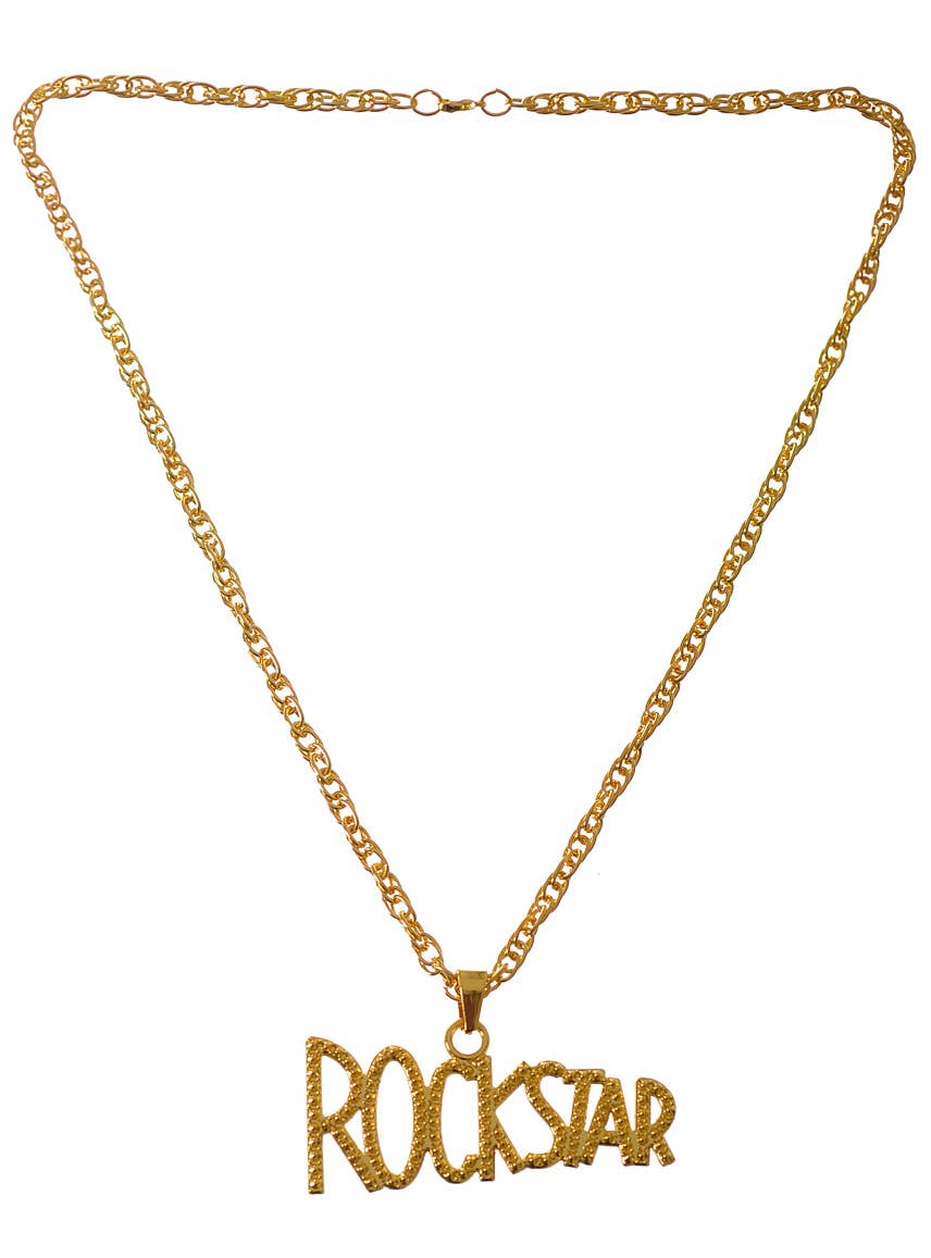 Large Gold Rockstar Deluxe Pendant on Chain Costume Accessory Jewellery