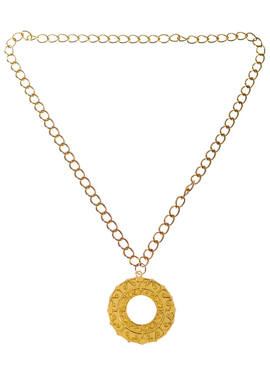 Ancient Greek Gold Medallion Costume Necklace - Main Image