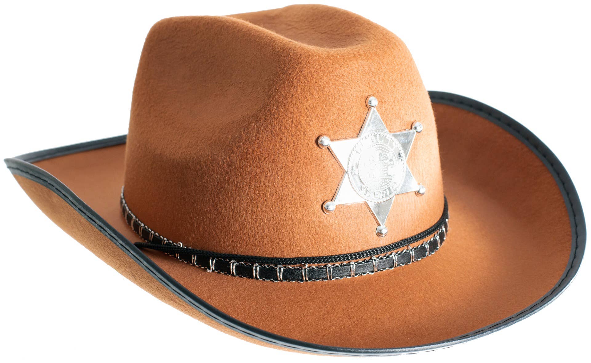 Image of Deputy Sheriff Adults Tan Cowboy Hat - Close Up