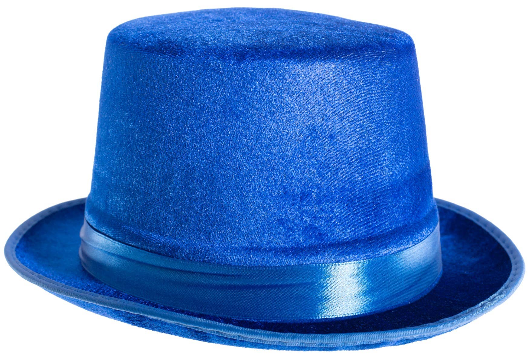 Image of Velvet Blue Adults Costume Top Hat - Close Up