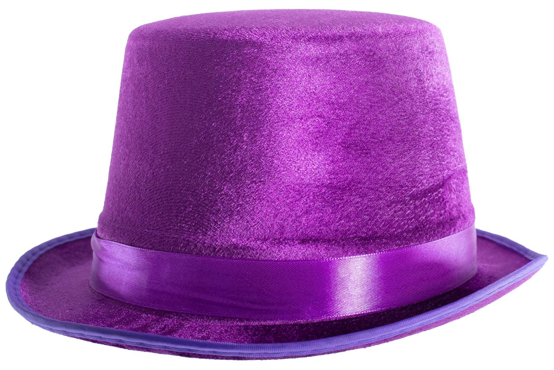 Image of Velvet Purple Adults Costume Top Hat - Close Up