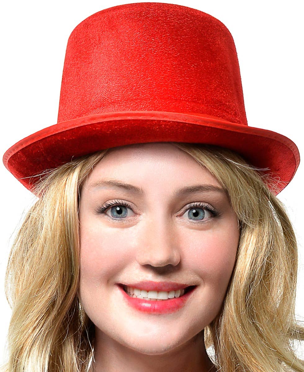 Image of Velvet Red Adults Costume Top Hat - Alternate Image