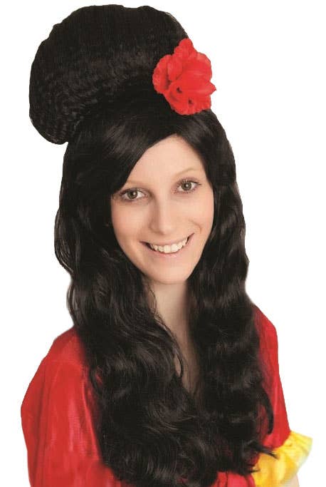 Women's Black Beehive Amy Winehouse Wig - Main Image