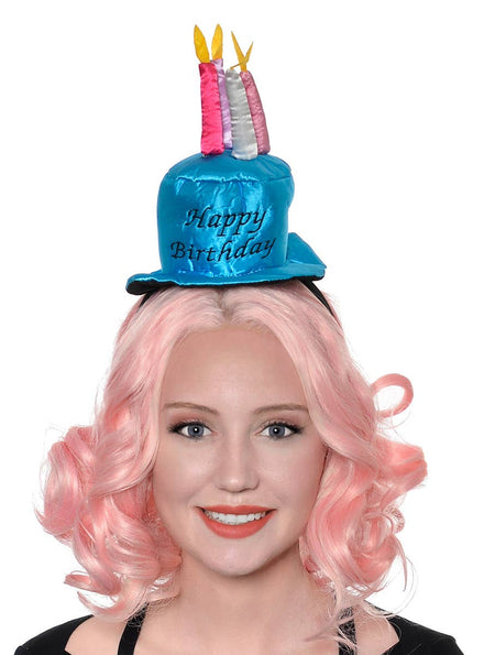 Blue Birthday Cake with Candles On Headband Novelty Costume Accessory