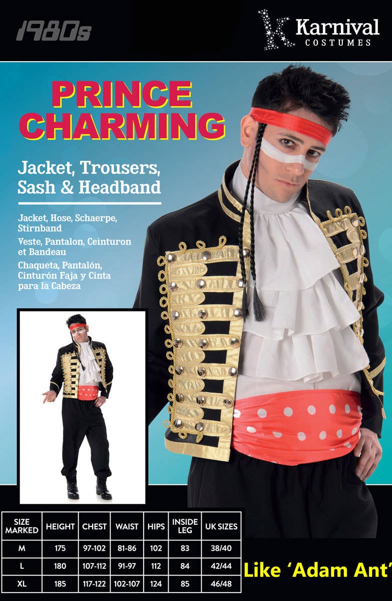 80's Pop Singer Men's Adam Ant Fancy Dress Packaging
