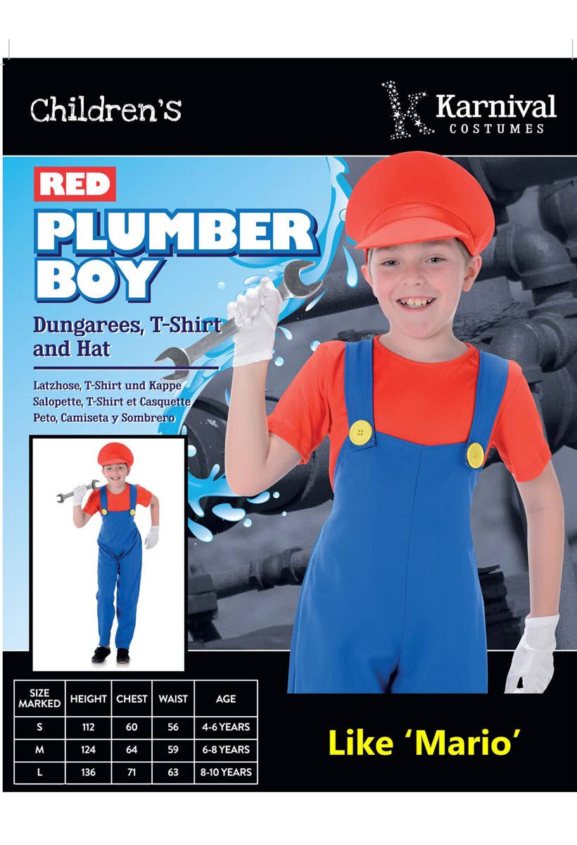 Boy's Mario Plumber Costume Packaging Image