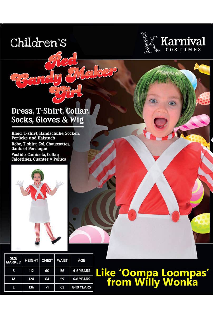 Oompa Loompa Girls Fancy Dress Costume Packaging Image
