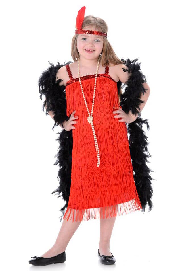 Red Flapper Girls 1920s Fancy Dress Great Gatsby Costume - Main Image