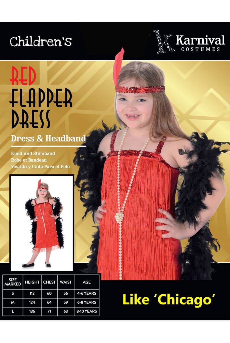 Red Flapper Girls 1920s Fancy Dress Great Gatsby Costume - Packet Image