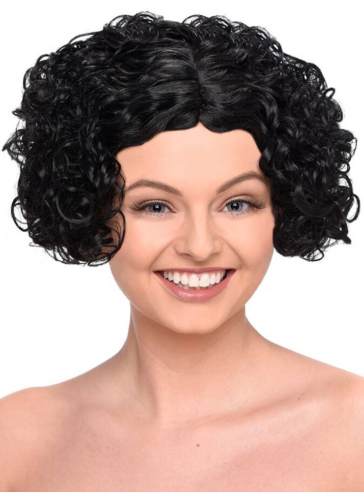 Short Black Women's Black Bob Curly Wig Costume Accessory
