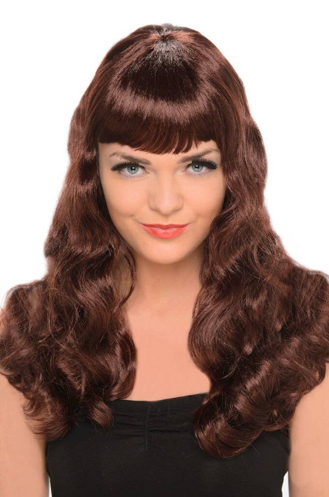 Image of Glamour Wavy Brunette Womens Costume Wig