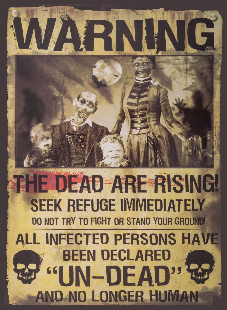 Warning Zombie Sign Halloween Decoration