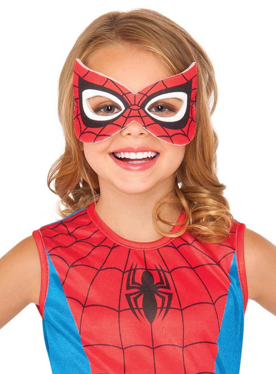 Image of Glittery Spider Girl Girl's Superhero Dress Up Costume - Close Up Mask Image