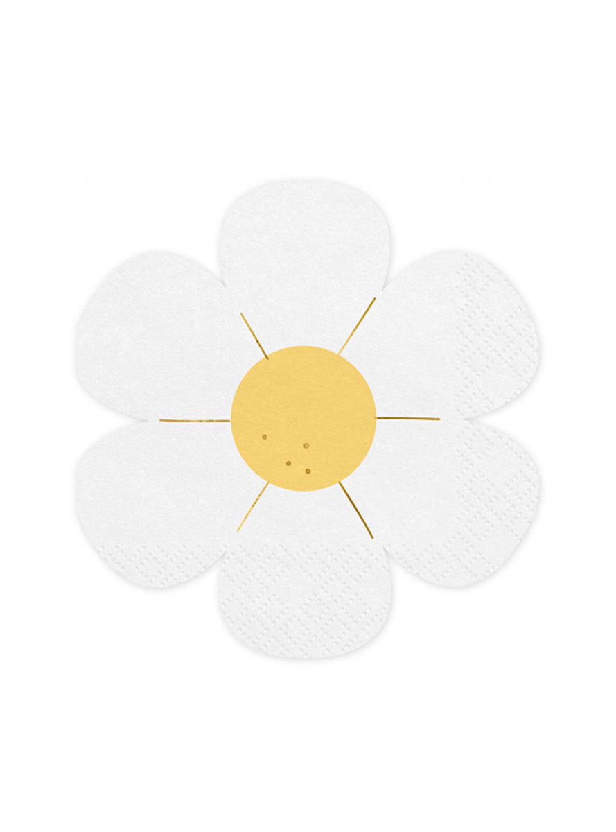 Daisy Party 12 Pack Yellow and White Flower Shaped Napkins - Main Image