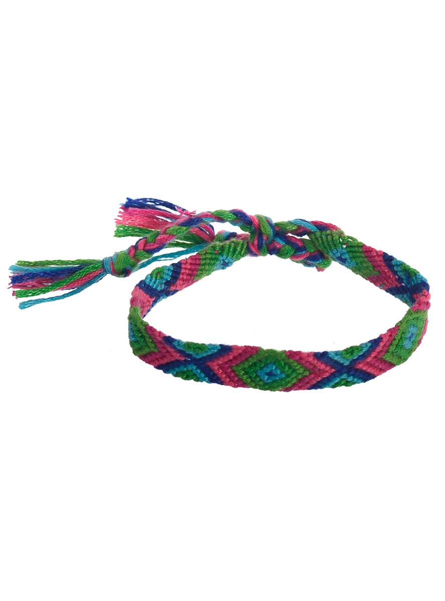 1970's Braided Green and Purple Hippie Costume Bracelet