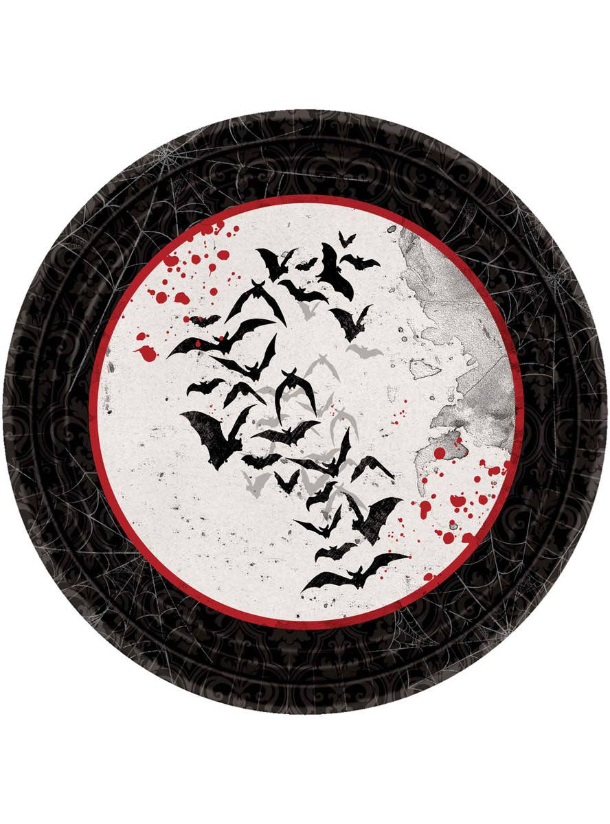 Image of Dark Manor Bat Print 8 Pack 17cm Halloween Paper Plates