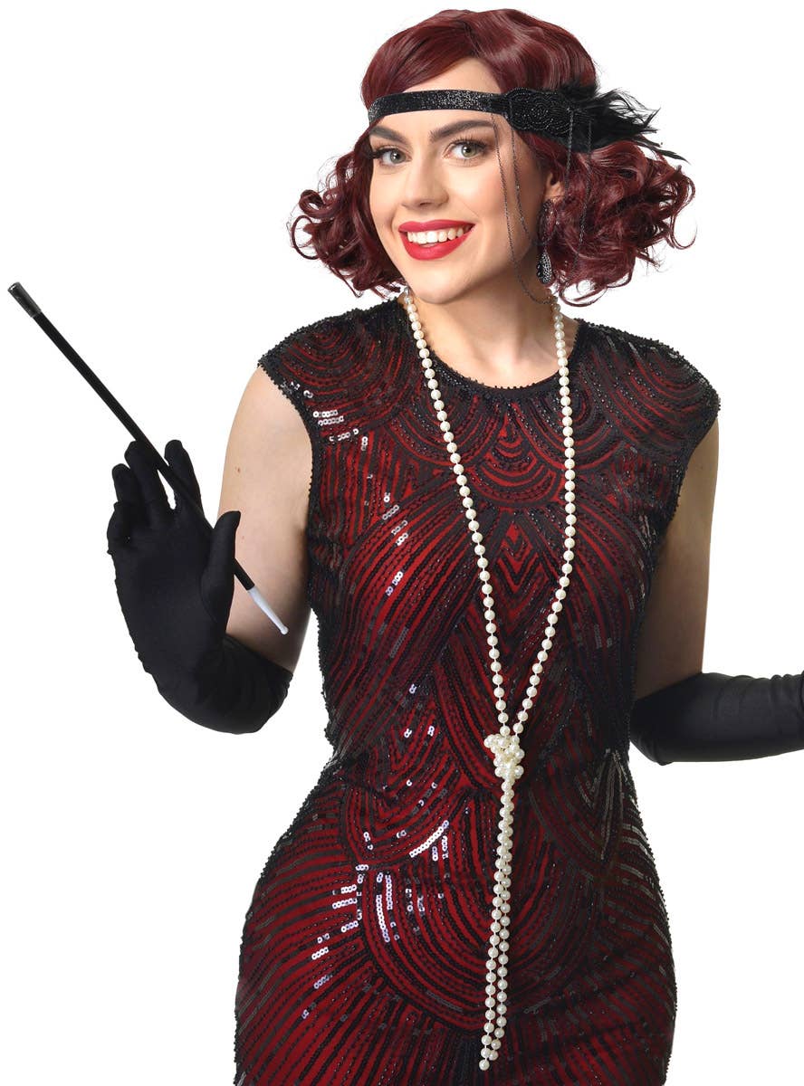 Image of Elegant Black Deluxe 4 Piece 1920s Gatsby Accessory Set