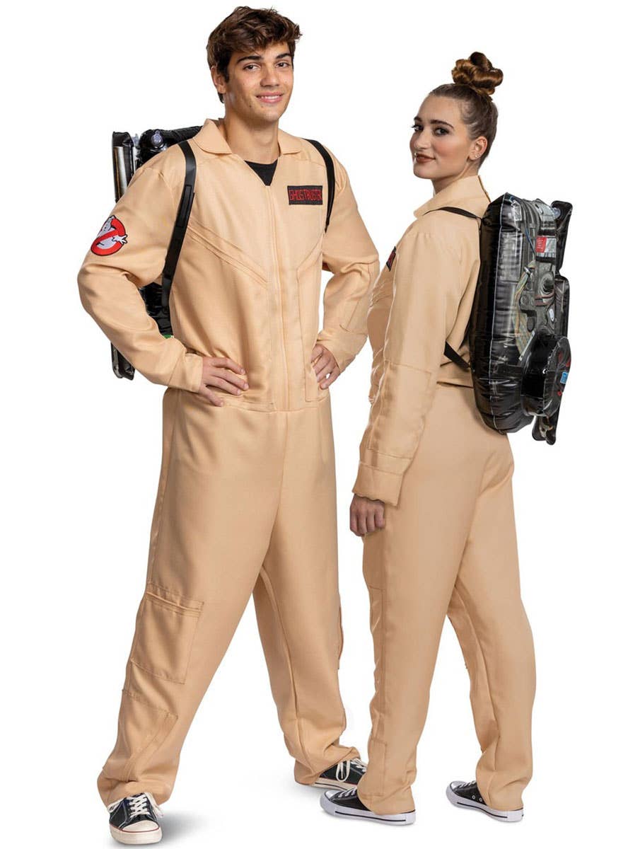 Image of Licensed 80s Ghostbuster Women's Deluxe Jumpsuit Costume - Couples Image