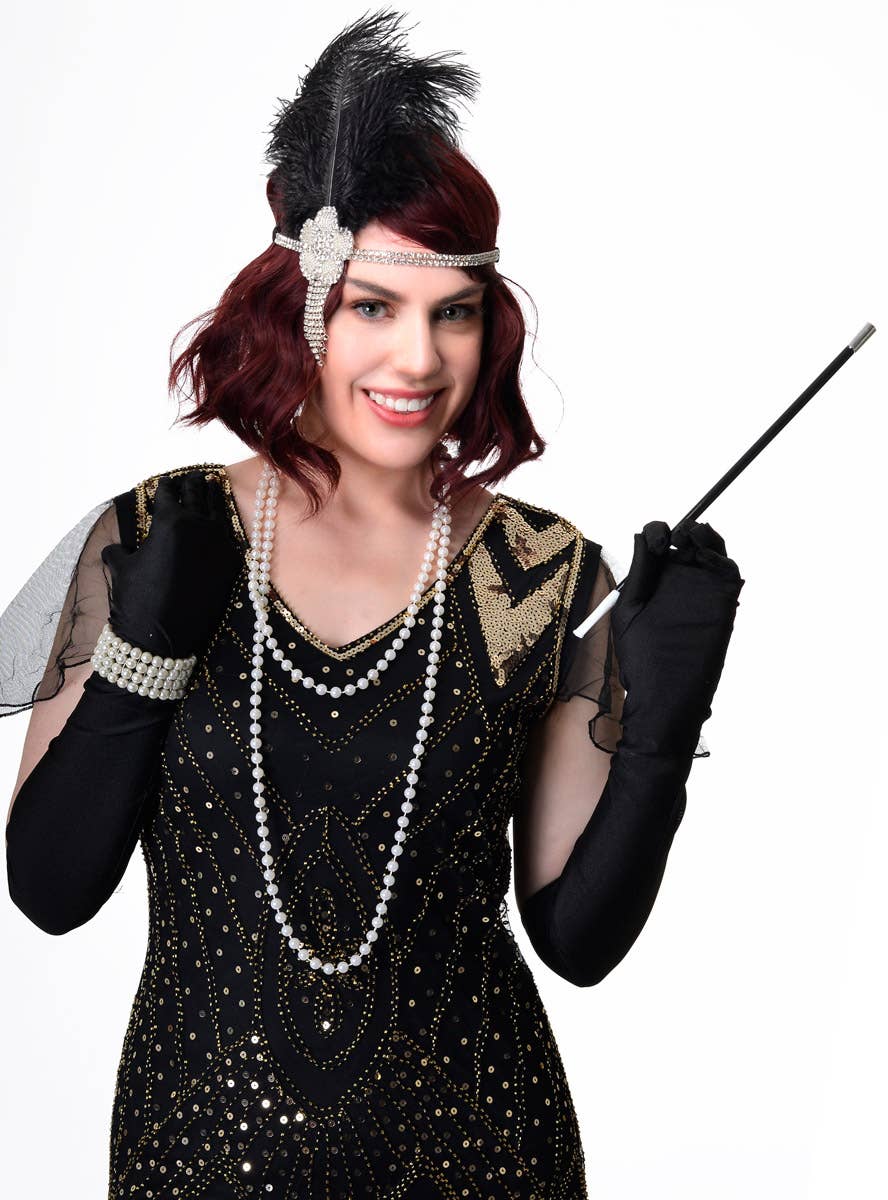 Image of Ravishing Black Deluxe 5 Piece 20's Gatsby Accessory Set