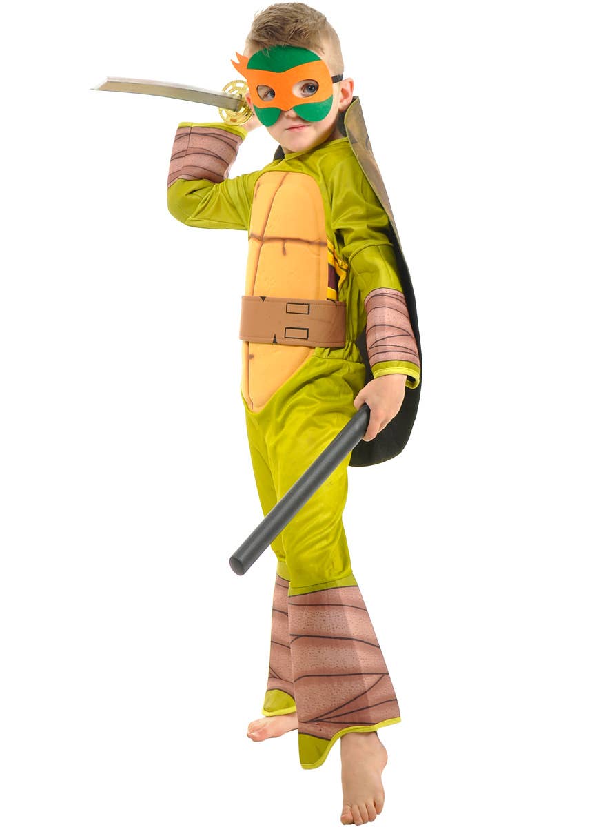 Image of Karate Turtle Boys Orange Mask Dress Up Costume - Alternate Image