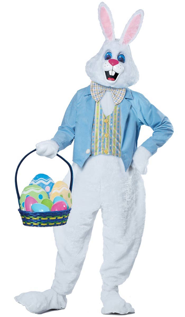 White Plush Deluxe Easter Bunny Men's Costume Main Image