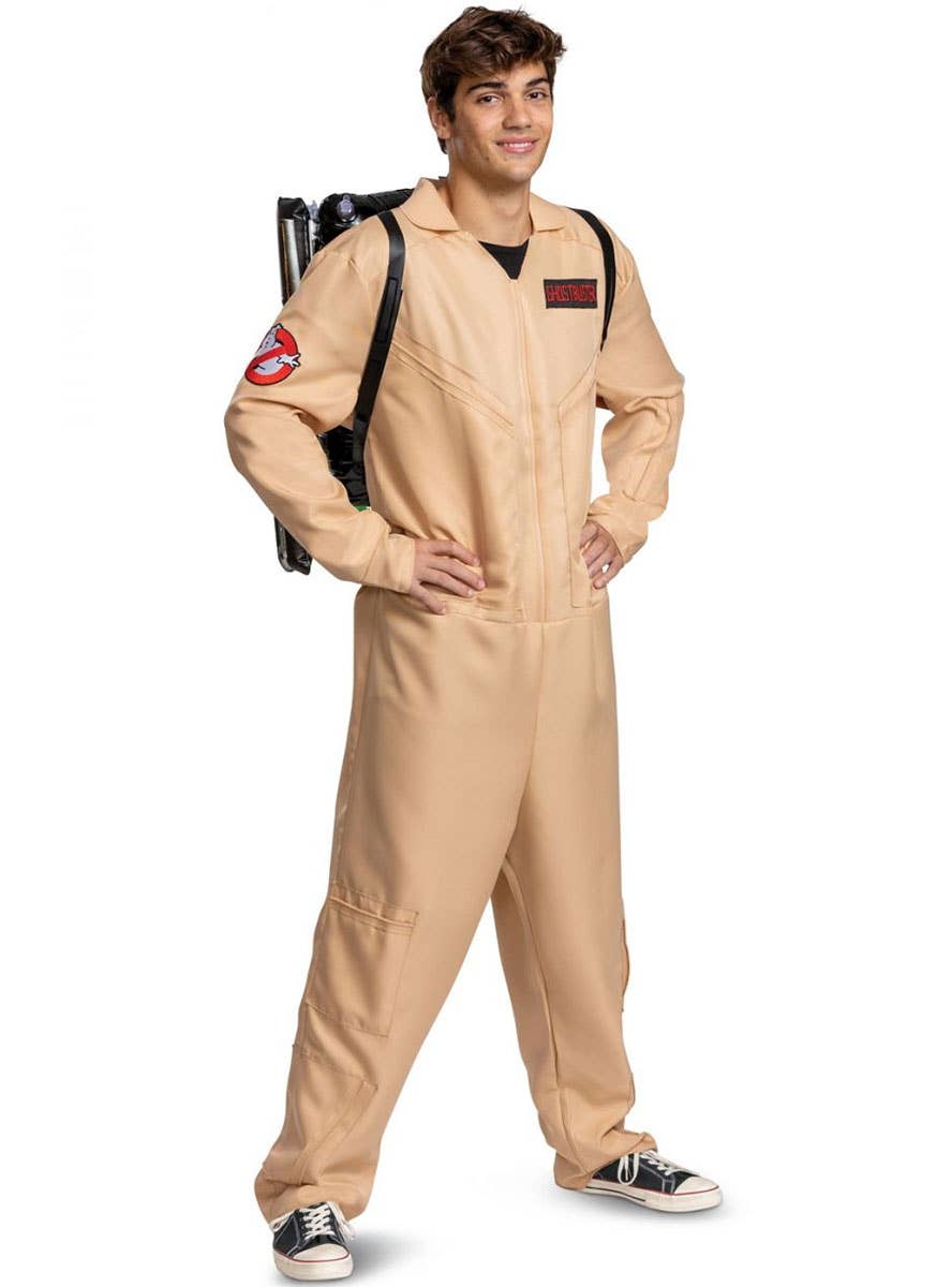 Image of Licensed 80s Ghostbuster Men's Deluxe Jumpsuit Costume - Main Image