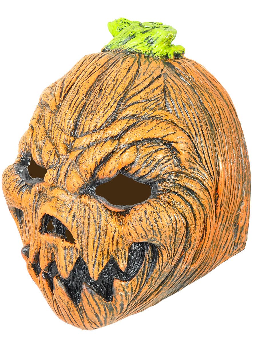 Image of Rubber Latex Orange Pumpkin Head Latex Mask - Side Image