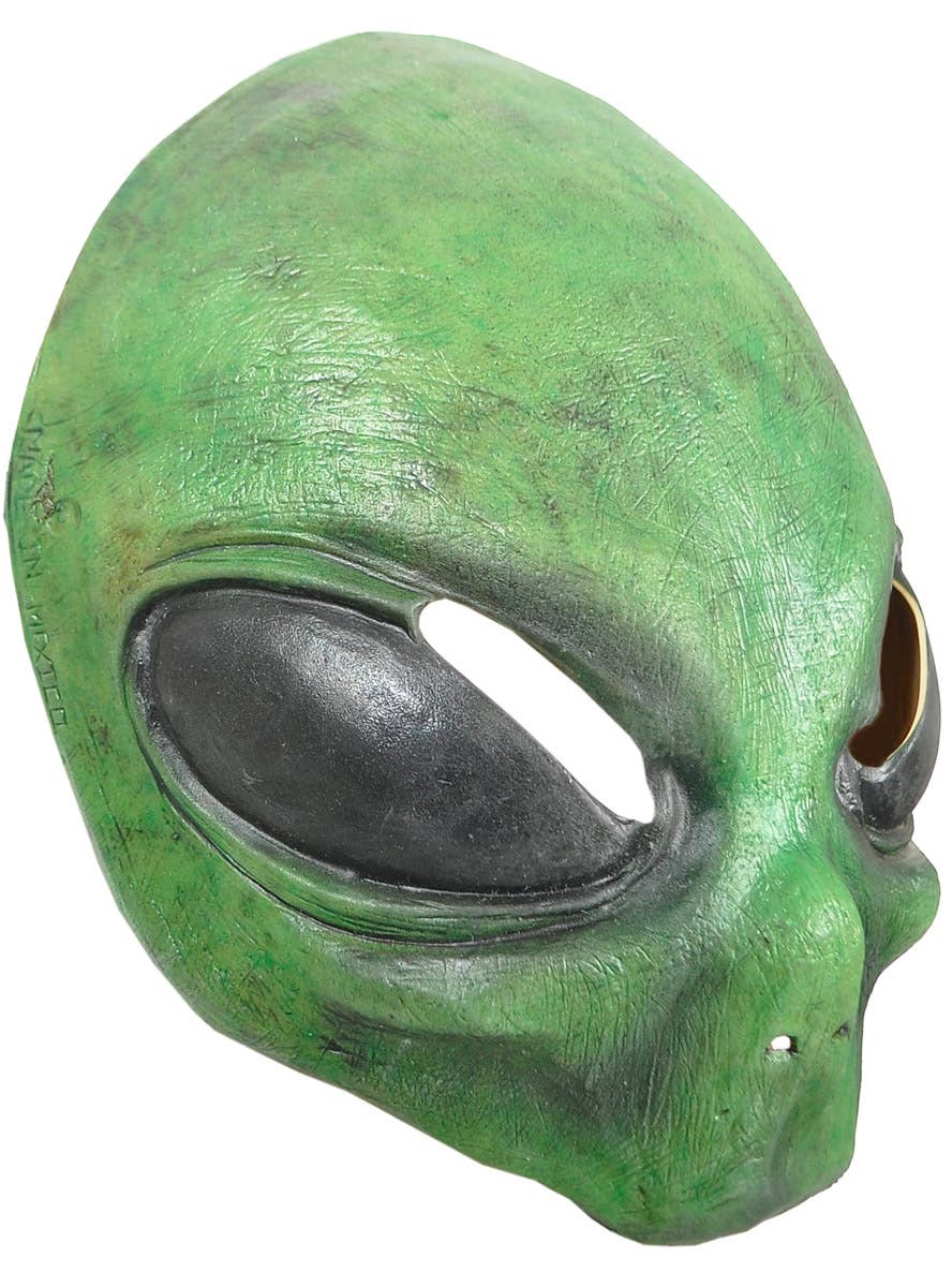 Image of Dark Green Latex Alien Costume Mask - Side View