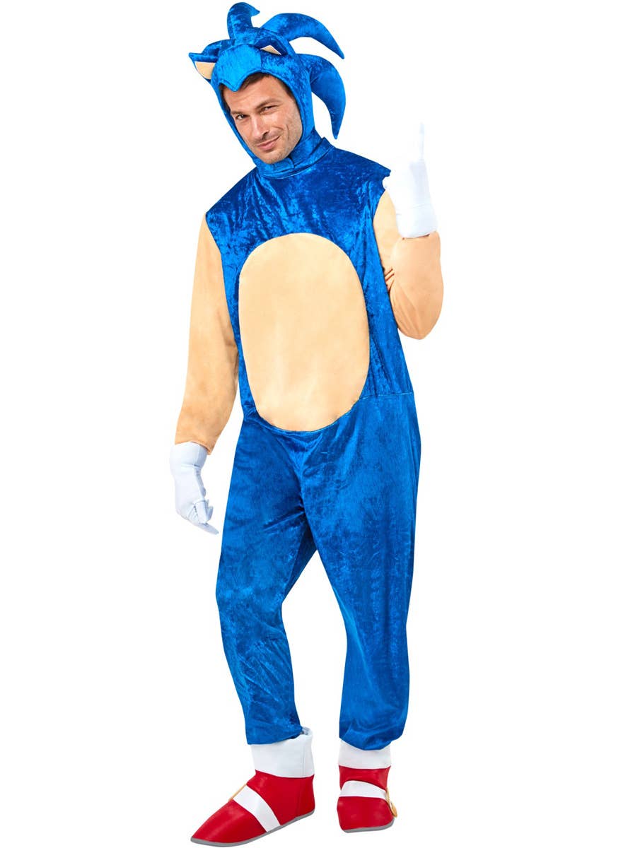 Image of Deluxe Sonic the Hedgehog Mens Gaming Costume -Alternate Front View