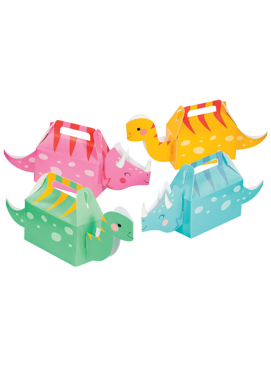 Dino Party 4 Pack Pastel 31cm Cardboard Party Favour Treat Boxes - Main Image