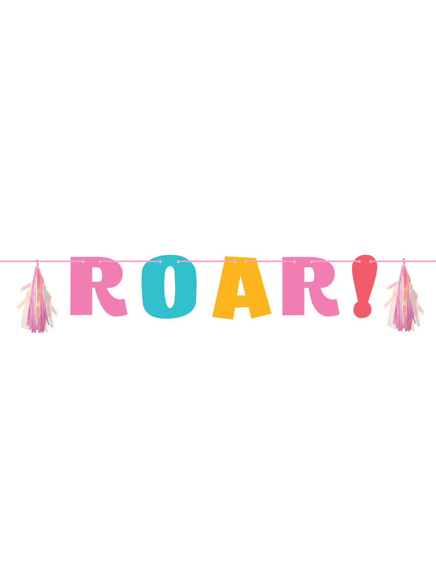 Dino Party Rainbow ROAR 137cm Banner with Tassels - Main Image