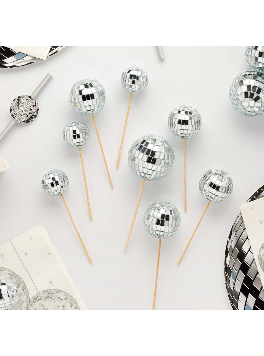 Disco Party 8 Pack Disco Ball Food Pick Decorations - Lifestyle Image 2