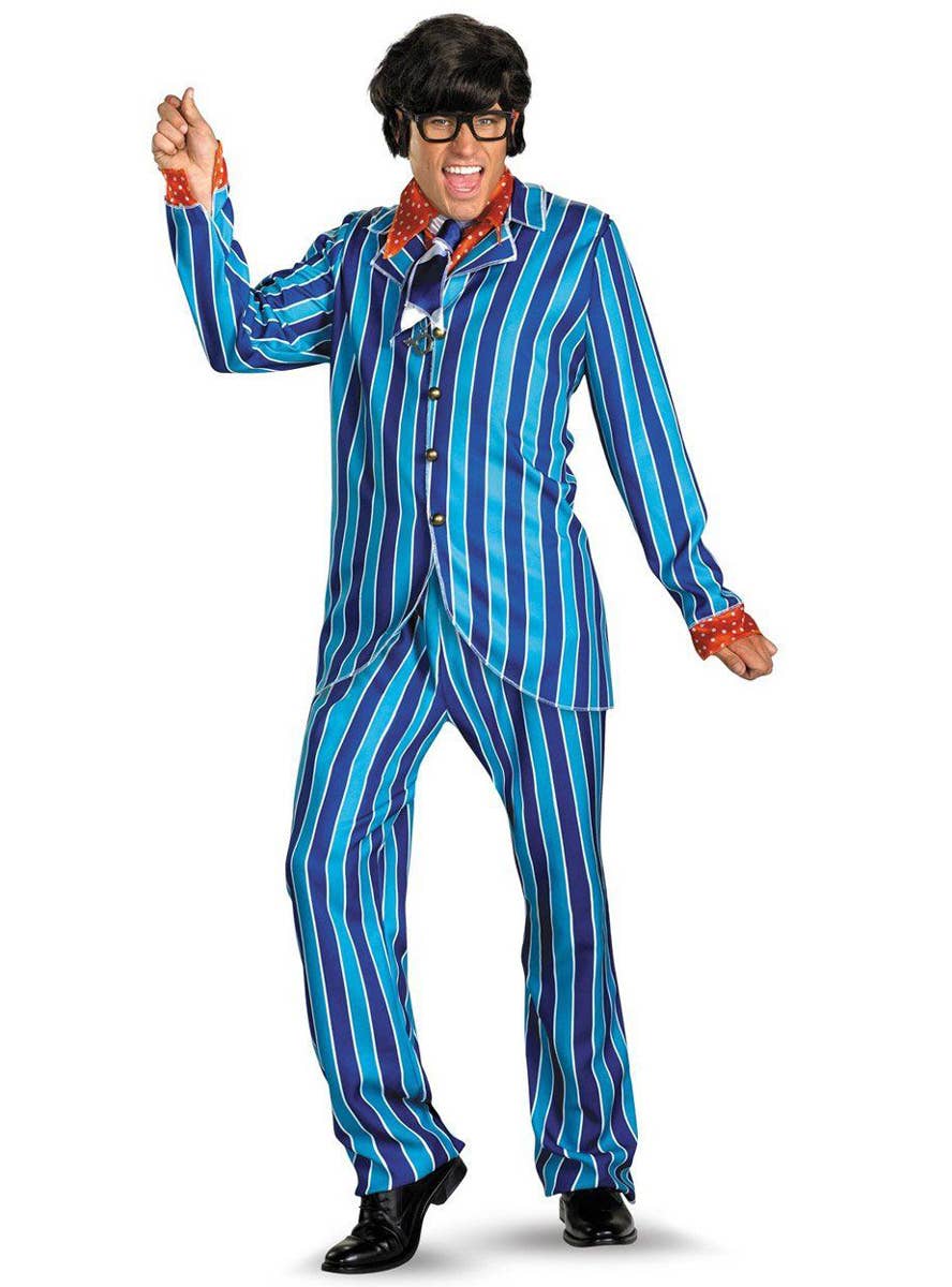 Austin Powers Shagadelic Striped Suit 60's 70's Retro Mens Costume Main Image