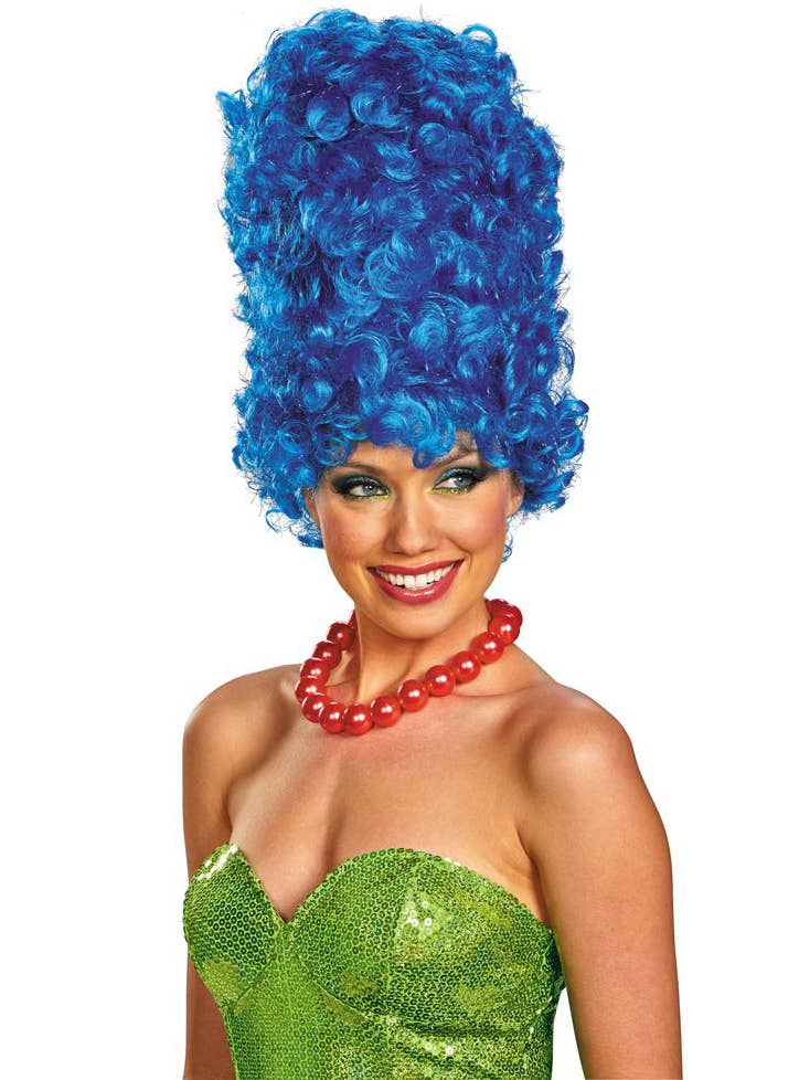 Women's Deluxe Tall Curly Blue Marge Simpson Costume Wig