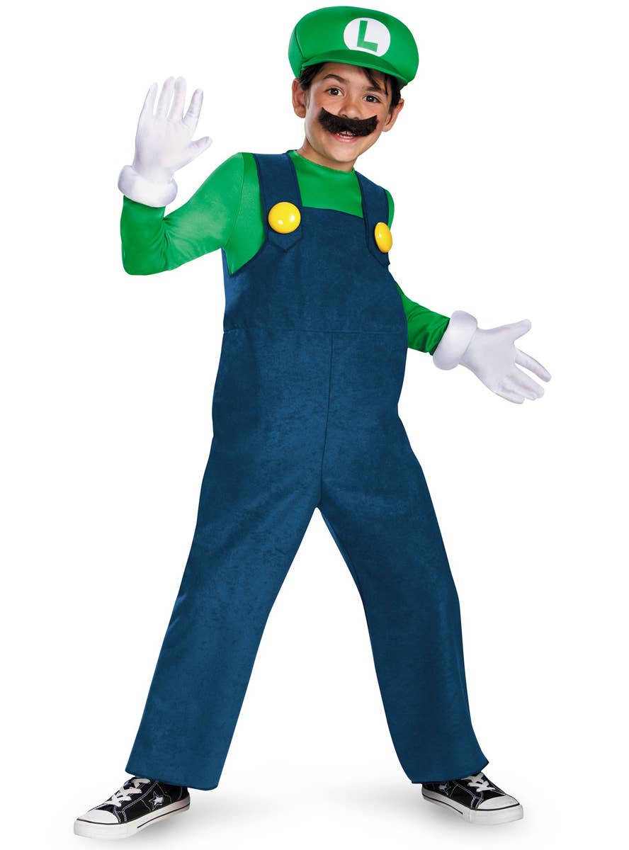 Luigi Boy's Super Nintendo Mario Bothers Video Game Costume - Main View
